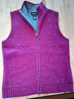 Eddie Bauer Dual Zip-Front  Sweater Vest - Fusia